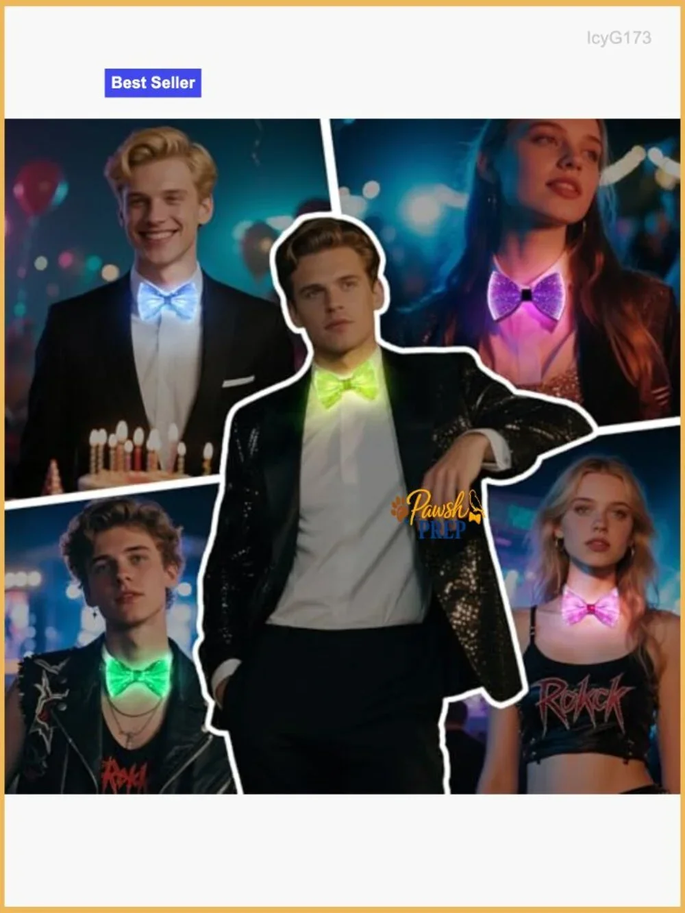 LED Light Up Bow Tie Adjustable Neckband 7 Colors Formal Party Accessory